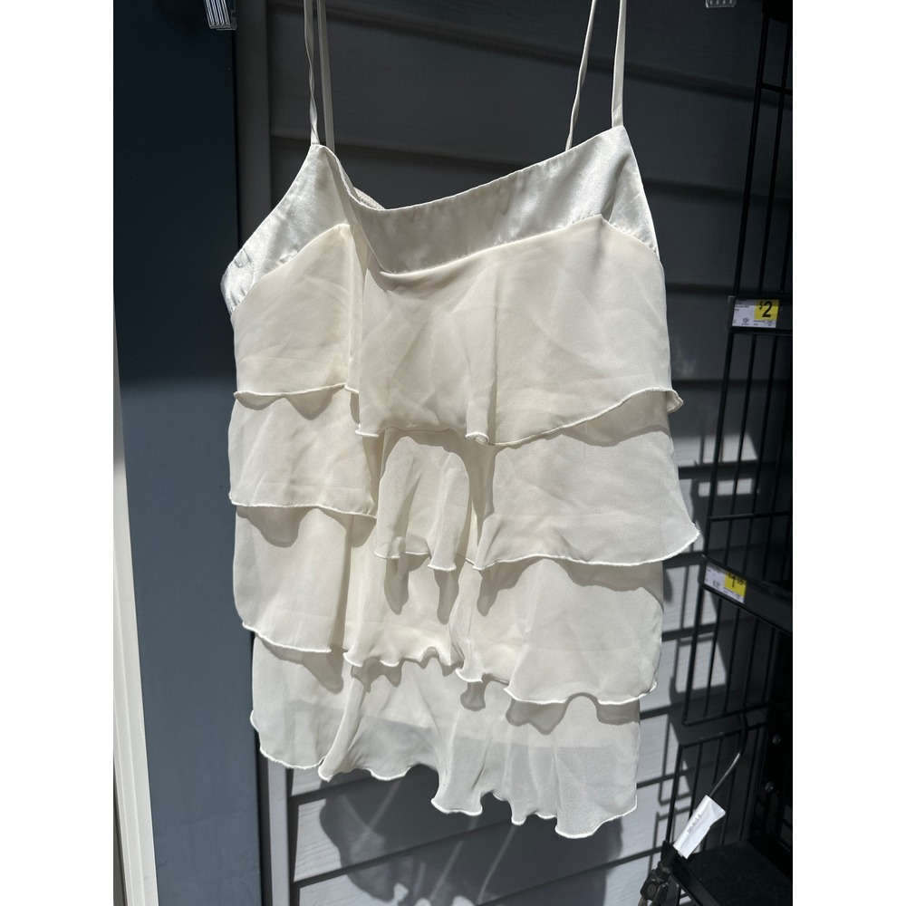 My Michelle Cream Ruffle Tiered Camisole Top XL Ivory Chiffon Spaghetti Strap
